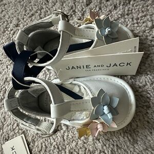 Janie and Jack White Sandals with Pastel Floral Details